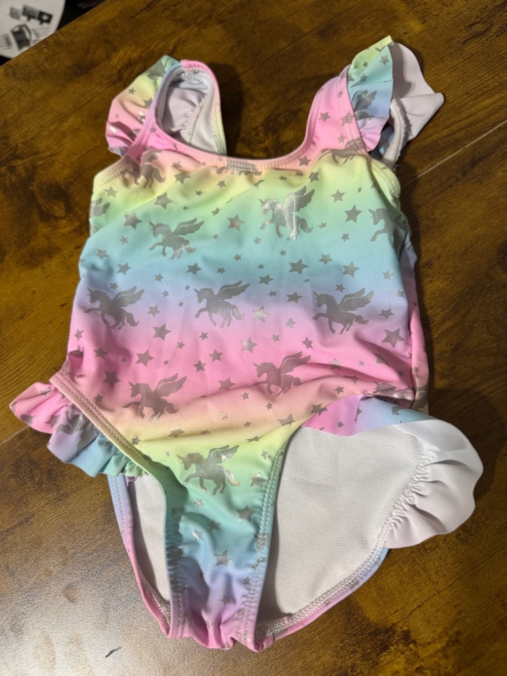 Girls' Pastel Rainbow Unicorn One-Piece Swimsuit